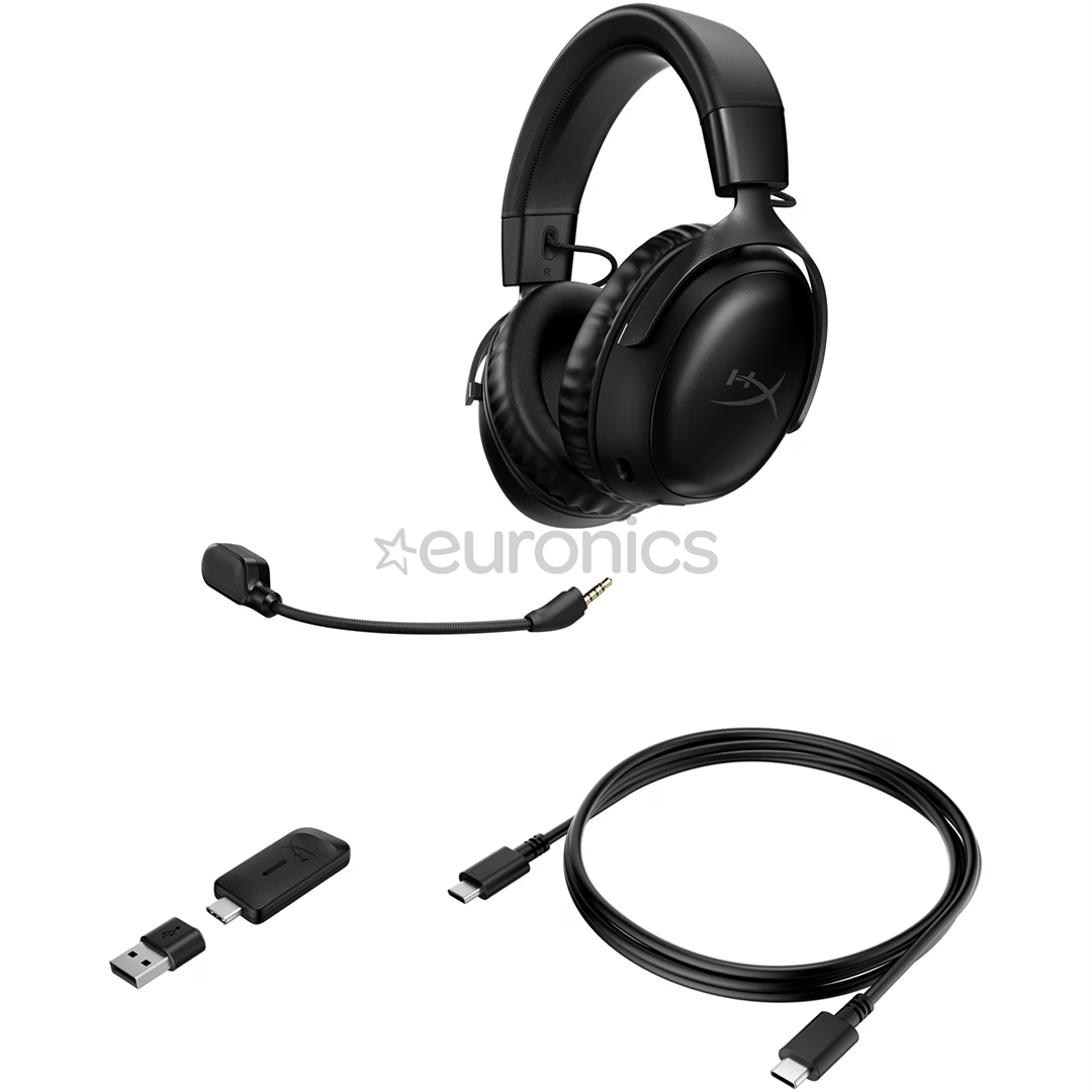 HyperX Cloud III Wireless, melna - Bezvadu austiņas