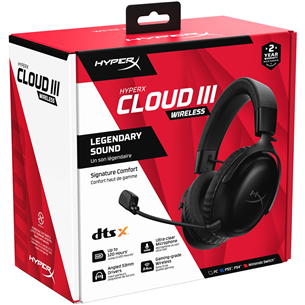HyperX Cloud III Wireless, melna - Bezvadu austiņas