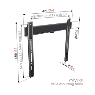 Vogel's TVM 5405 Fixed, 32'' - 77'', pelēka - Sienas stiprinājums televizoriem