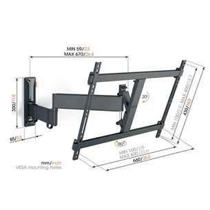 Vogel's TVM 3643 Full-Motion, 180º, 40'' - 77'', melna - Sienas stiprinājums televizoriem