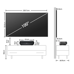 Hisense TriChroma Laser TV, 100'', 4K UHD, melna - Projektors