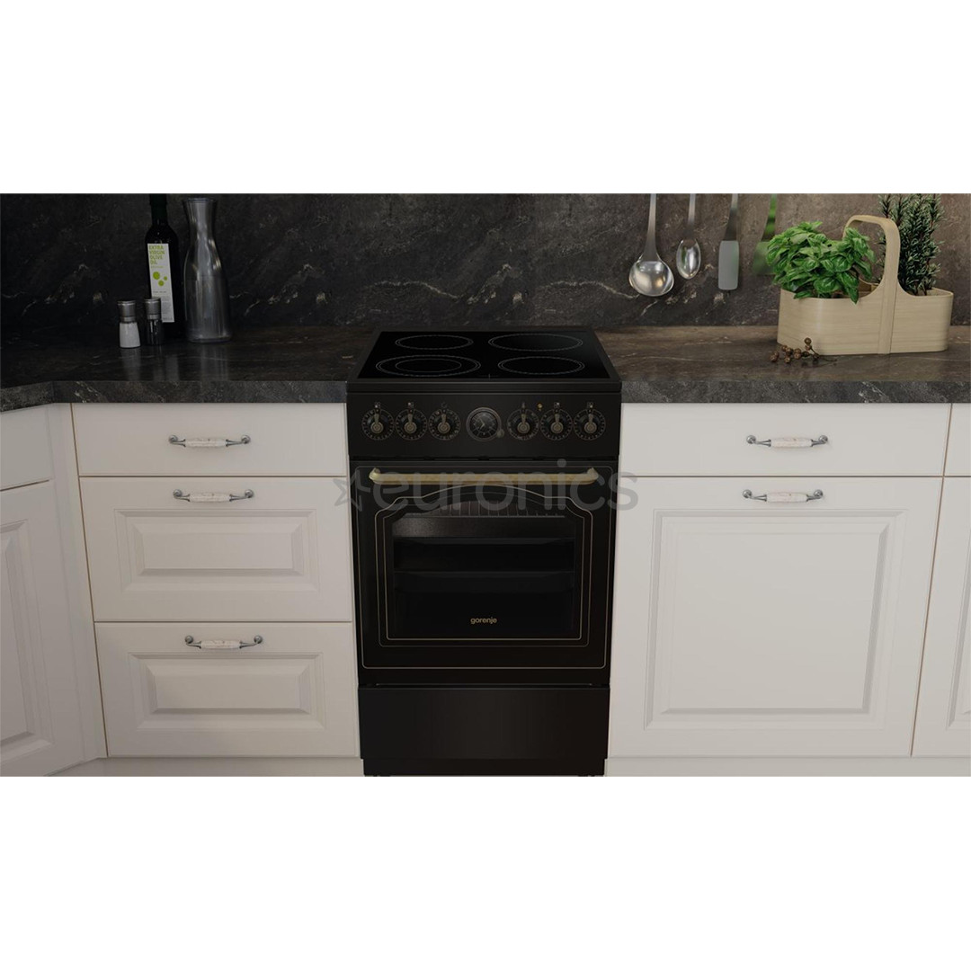 Gorenje, retro, 70 L, black - Freestanding Ceramic Cooker