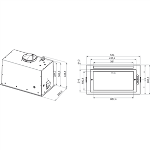 Whirlpool, 395 m³/h, width 51,4 cm, inox - Built-in cooker hood