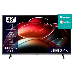 Hisense A6K, 43'', Ultra HD, LED LCD, feet stand, black - TV