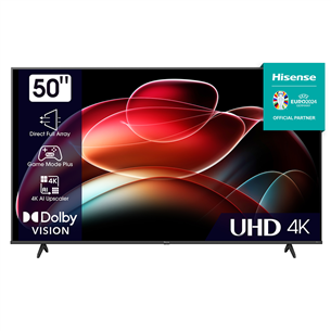 Hisense A6K, 50'', Ultra HD, LED LCD, feet stand, black - TV