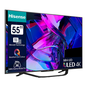 Hisense U7KQ, 55'', Ultra HD, Mini LED, centra statīvs, melna - Televizors