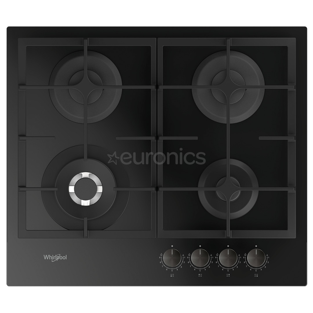 Whirlpool, width 59 cm, black - Built-in gas hob