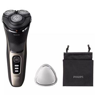 Philips Shaver 3000, Wet & Dry, melna/zelta - Skuveklis S3242/12