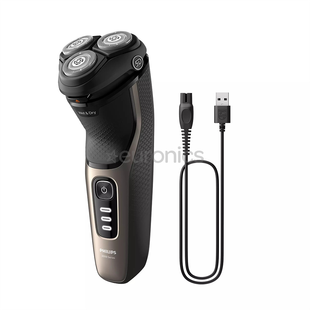 Philips Shaver 3000 Series, Wet & Dry, черный/золотистый - Бритва