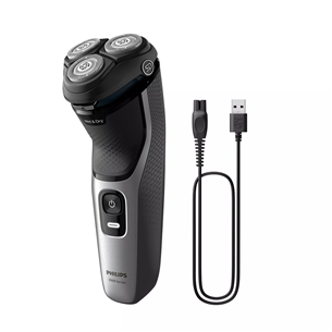 Philips Shaver 3000, Wet & Dry, melna/sudraba - Skuveklis