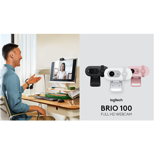 Logitech Brio 100, FHD, rozā - Vebkamera