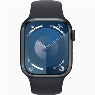 Apple Watch Series 9 GPS, 41 mm, Sport Band, S/M, melna - Viedpulkstenis