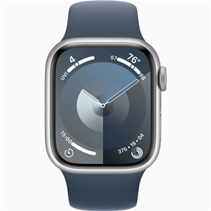 Apple Watch Series 9 GPS, 41 mm, Sport Band, S/M, sudraba/zila - Viedpulkstenis