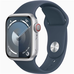 Apple Watch Series 9 GPS + Cellular, 41 mm, Sport Band, S/M, sudraba/zila - Viedpulkstenis