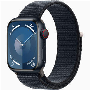 Apple Watch Series 9 GPS + Cellular, 41 mm, Sport Loop, melna - Viedpulkstenis MRHU3ET/A