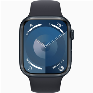 Apple Watch Series 9 GPS, 45 mm, Sport Band, S/M, melna - Viedpulkstenis