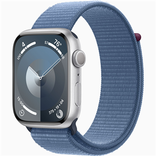 Apple Watch Series 9 GPS, 45 mm, Sport Loop, silver/winter blue - Smartwatch MR9F3ET/A