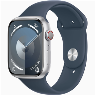 Apple Watch Series 9 GPS + Cellular, 45 mm, Sport Band, M/L, sudraba/zila - Viedpulkstenis