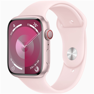 Apple Watch Series 9 GPS + Cellular, 45 mm, Sport Band, M/L, rozā - Viedpulkstenis MRML3ET/A