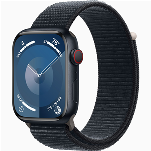 Apple Watch Series 9 GPS + Cellular, 45 мм, Sport Loop, черный  - Смарт-часы