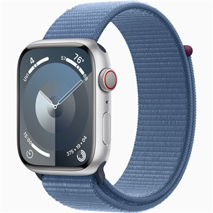 Apple Watch Series 9 GPS + Cellular, 45 mm, Sport Loop, sudraba/zila - Viedpulkstenis MRMJ3ET/A