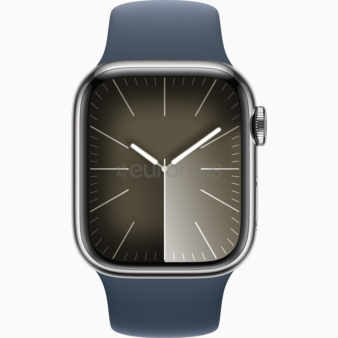 Apple Watch Series 9 GPS + Cellular, 41 mm, Sport Band, M/L, sudraba nerūsējošā tērauda/zila - Viedpulkstenis