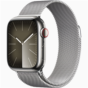 Apple Watch Series 9 GPS + Cellular, 41 мм, Milanese Loop, серебристая нержавеющая сталь - Смарт-часы MRJ43ET/A