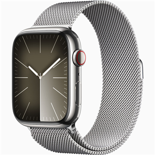 Apple Watch Series 9 GPS + Cellular, 45 мм, Milanese Loop, серебристая нержавеющая сталь - Смарт-часы MRMQ3ET/A