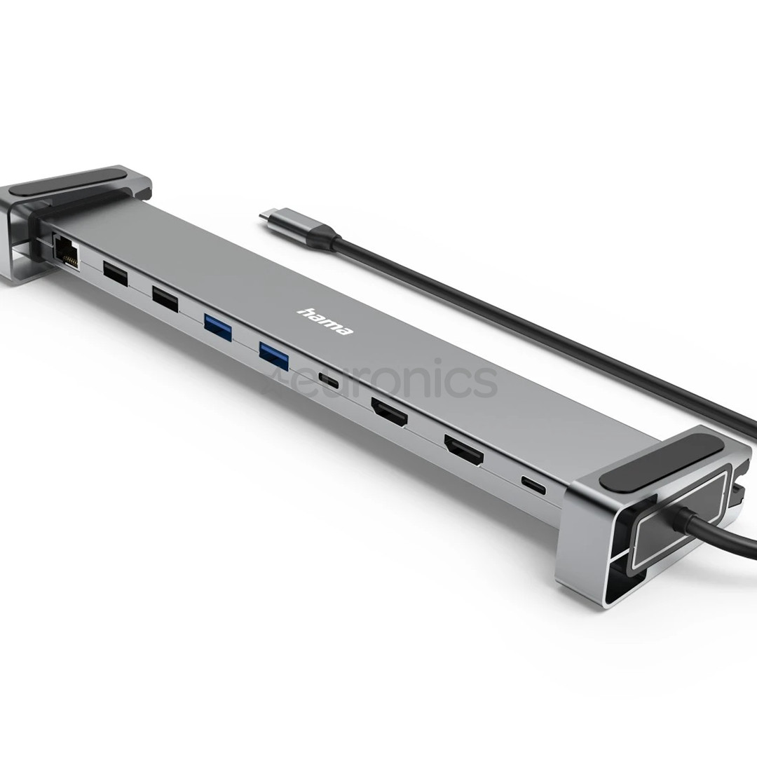 Hama Connect2Office Basic, USB-C Hub, 9 портов, 100 Вт, серый - Док-станция для ноутбука
