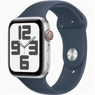 Apple Watch SE 2, GPS + Cellular, Sport Band, 44 mm, M/L, sudraba/zila - Viedpulkstenis MRHJ3ET/A