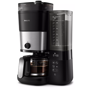 Philips All-in-1 Brew, iebūvētas dzirnaviņas, 1.25 L, melna - Kafijas automāts ar filtru HD7900/50