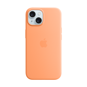 Apple Silicone Case with Magsafe, iPhone 15, oranža - Apvalks viedtālrunim MT0W3ZM/A