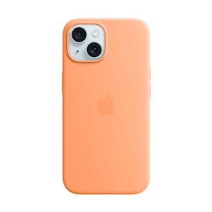 Apple Silicone Case with Magsafe, iPhone 15, oranža - Apvalks viedtālrunim