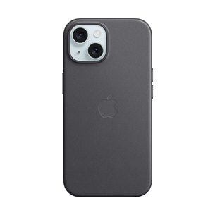 Apple FineWoven Case with MagSafe, iPhone 15, melna - Apvalks viedtālrunim