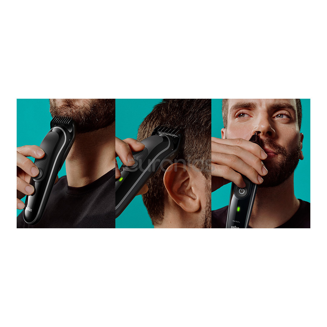 Braun Series 3, Wet & Dry, 8-in-1, black/green - Multi grooming kit