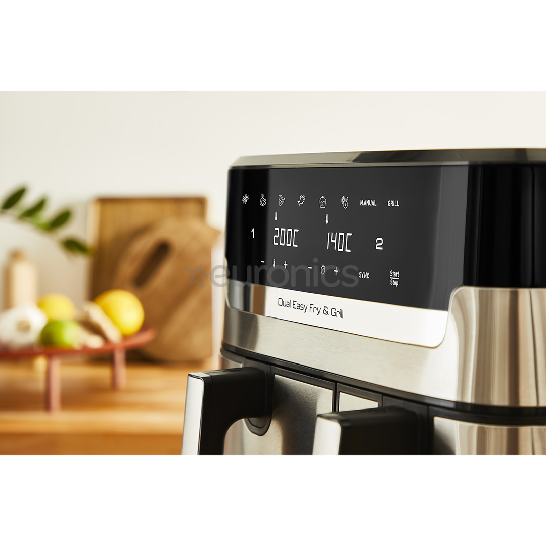 Tefal Dual Easy Fry & Grill Air Fryer, 8.3 L, stainless steel - Air fryer