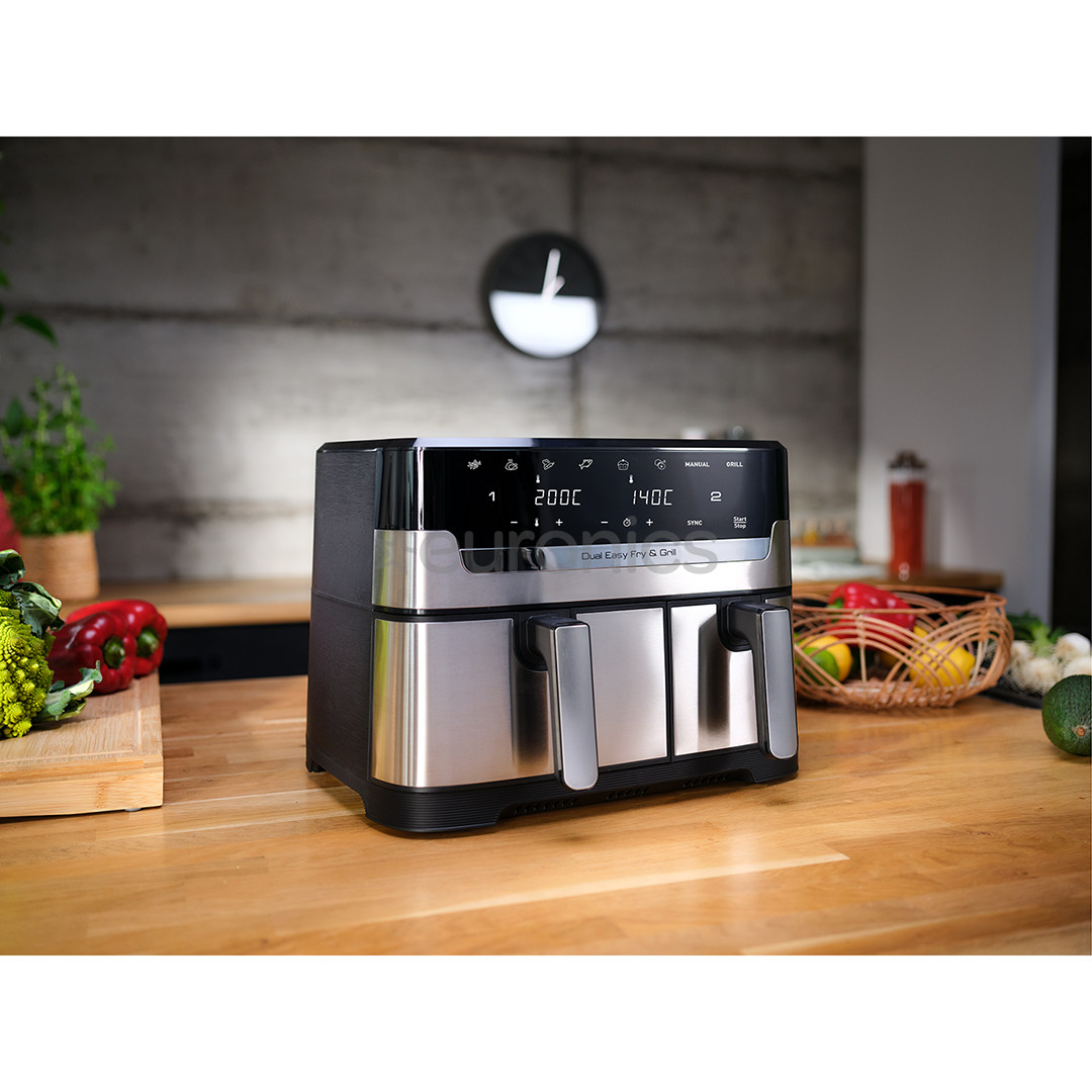 Tefal Dual Easy Fry & Grill Air Fryer, 8.3 L, stainless steel - Air fryer