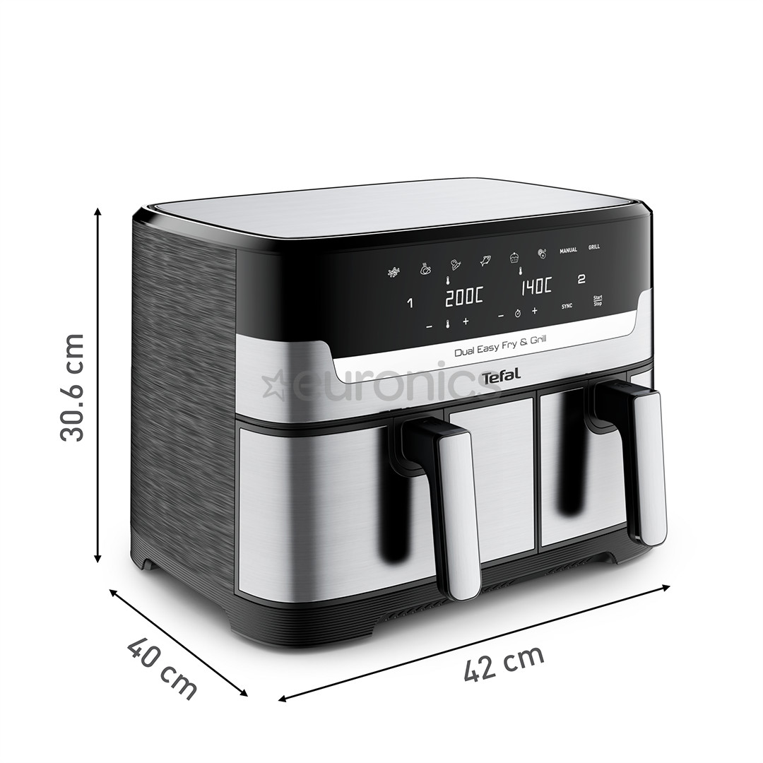 Tefal Dual Easy Fry & Grill Air Fryer, 8.3 L, stainless steel - Air fryer