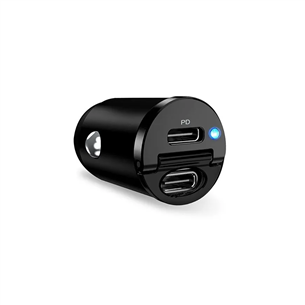 Puro Mini Car Charger, 2x USB-C, 30W, melna - Auto lādētājs FCMCHUSBCC30WBLK