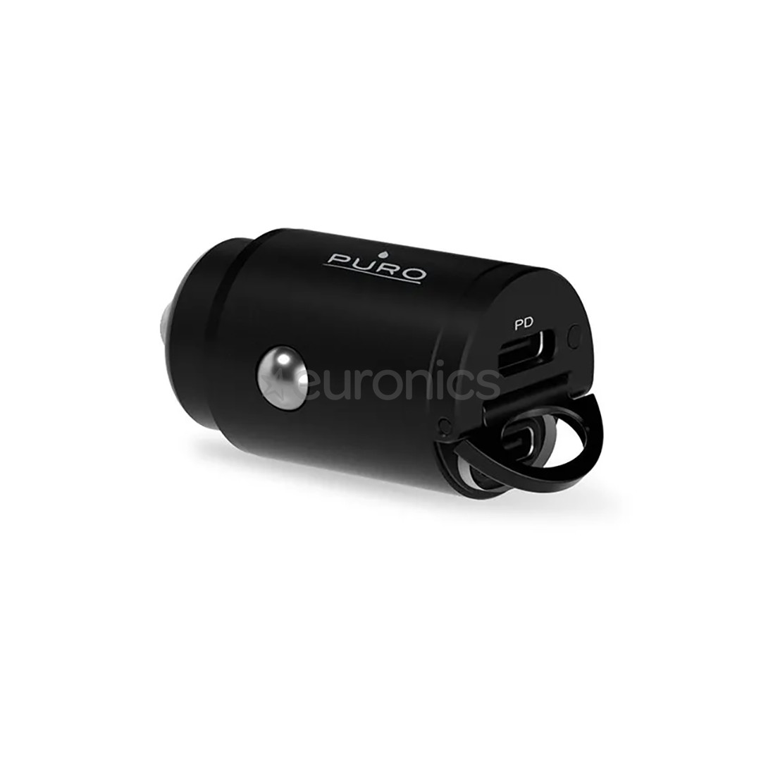 Puro Mini Car Charger, 2x USB-C, 30W, black - Car charger