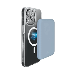 Puro Slim Power Mag, 4000 mAh, MagSafe, blue - Power bank for iPhone