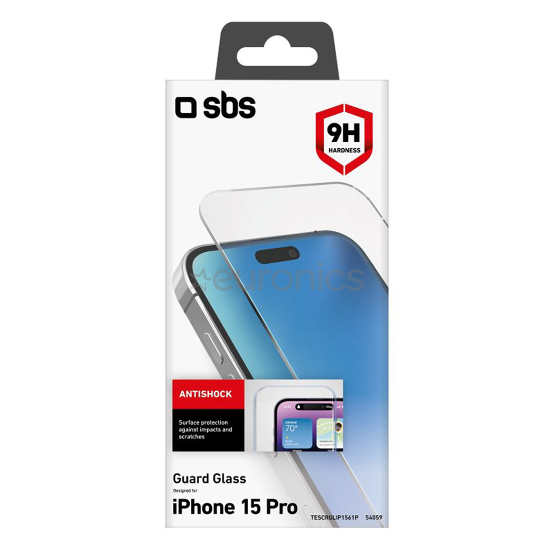 SBS Glass Screen Protector, iPhone 15 Pro - Ekrāna aizsargs viedtālrunim