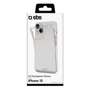 SBS Skinny cover, iPhone 15, caurspīdīgs - Apvalks viedtālrunim