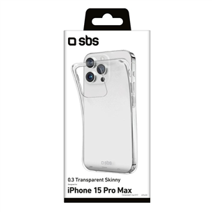 SBS Skinny cover, iPhone 15 Pro Max, прозрачный - Чехол для смартфона
