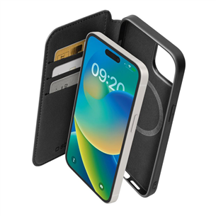 SBS Wallet Mag Case, iPhone 15, melna - Apvalks viedtālrunim TEBKMAGSFIP1561K