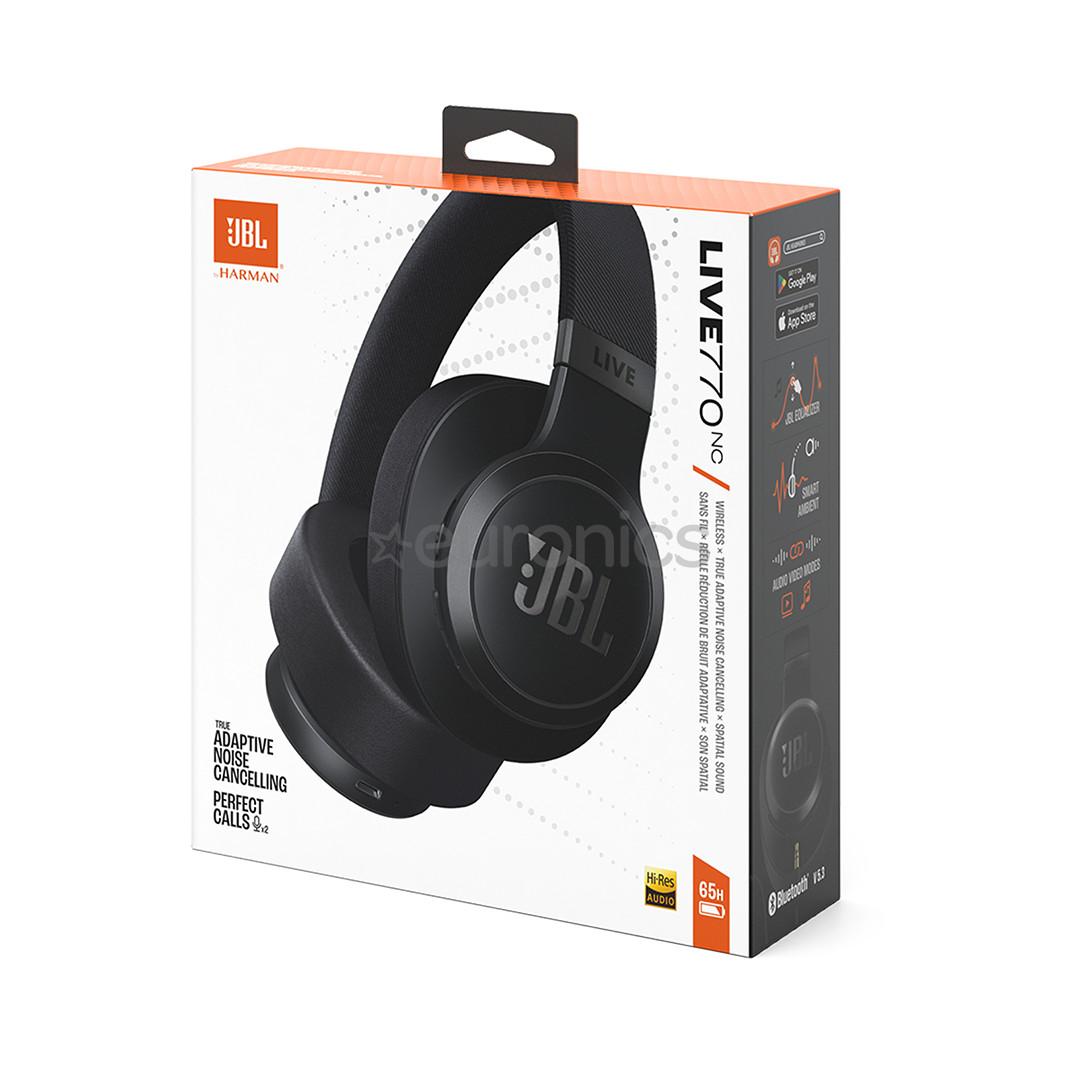 JBL Live 770NC, adaptīvā trokšņu slāpēšana, melna - Bezvadu austiņas