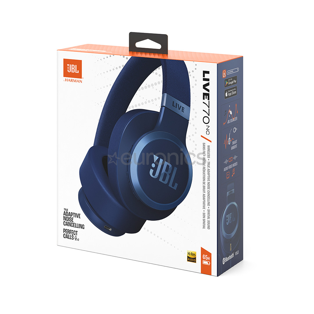 JBL Live 770NC, adaptīvā trokšņu slāpēšana, zila - Bezvadu austiņas