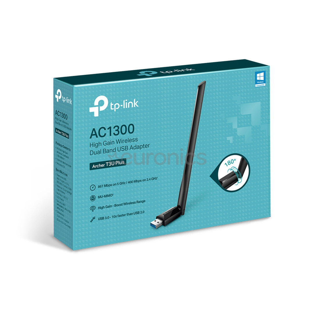 TP-Link Archer T3U Plus AC1300, двухдиапазонный, черный - USB WiFi-адаптер