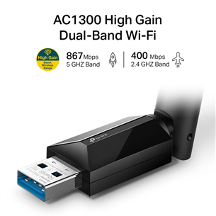 TP-Link Archer T3U Plus AC1300, Dual Band, melna - USB WiFi adapteris