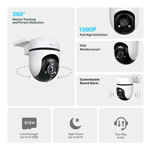 TP-Link Tapo C500, 1080p, 360°, WiFi, balta/melna - IP kamera